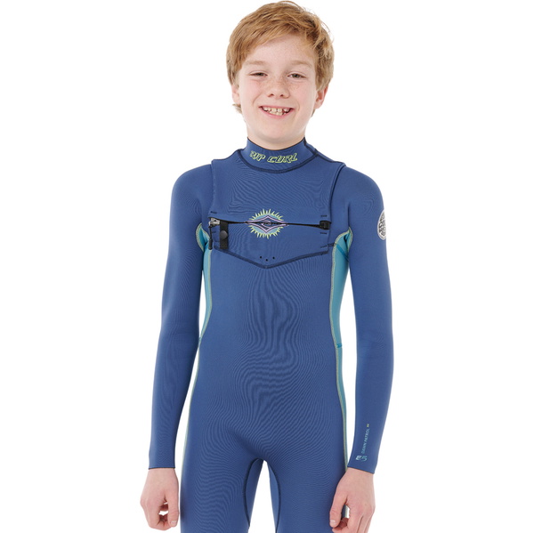 2026 Rip Curl Junior Dawn Patrol 4/3mm Chest Zip Neopreno 146BFS - Light Navy